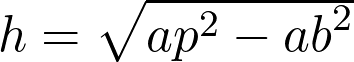  h = \sqrt{{ap}^2 - {ab}^2}  