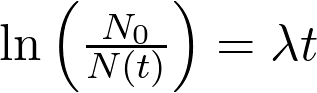 \ln\left(\frac{N_0}{N(t)}\right) = \lambda t