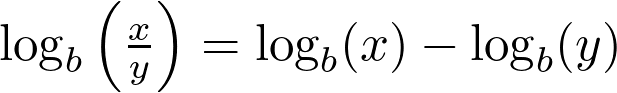 \log_b\left(\frac{x}{y}\right) = \log_b(x) - \log_b(y)