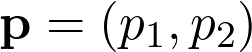 \mathbf{p}=(p_1, p_2)