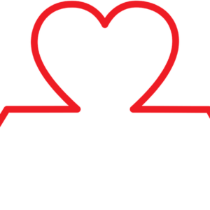 immagine di un cuore stra due segnali di battito cardiaco all'elettrocardiogramma