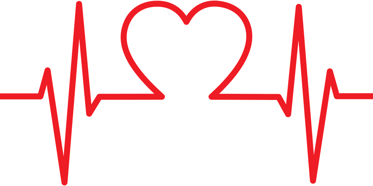 immagine di un cuore stra due segnali di battito cardiaco all'elettrocardiogramma